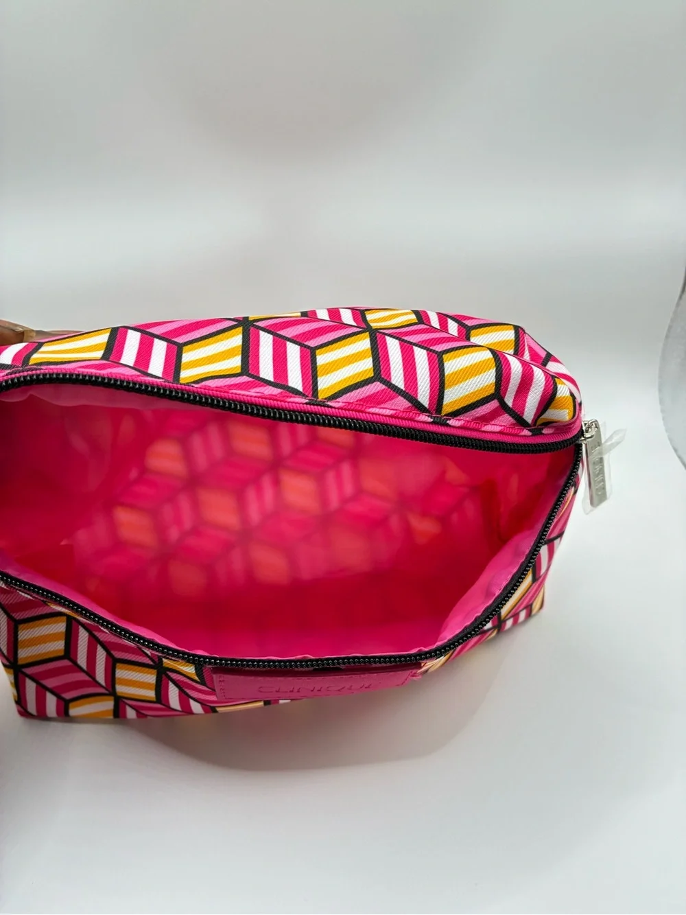 Clinique Pink & Yellow Geometric Cosmetic Pouch